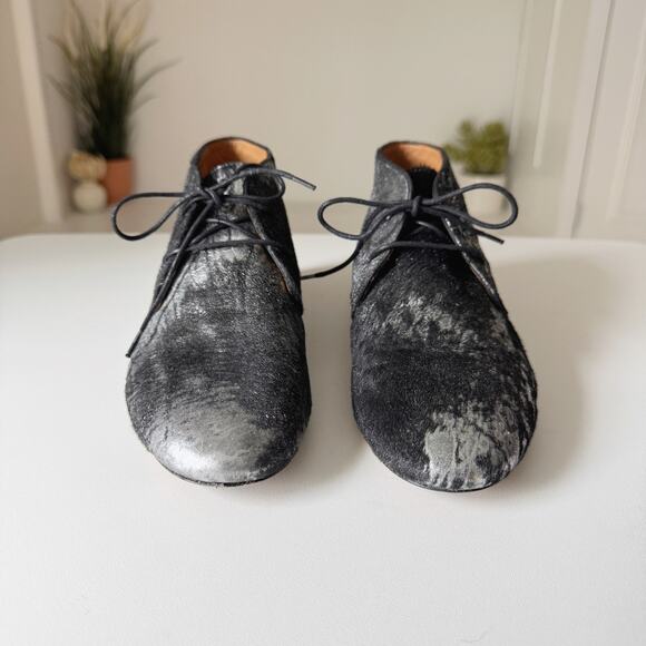 Isabel Marant Etoile Metallic Silver Calf Hair Leather Ginger Booties Size 37/7 - Picture 5 of 8